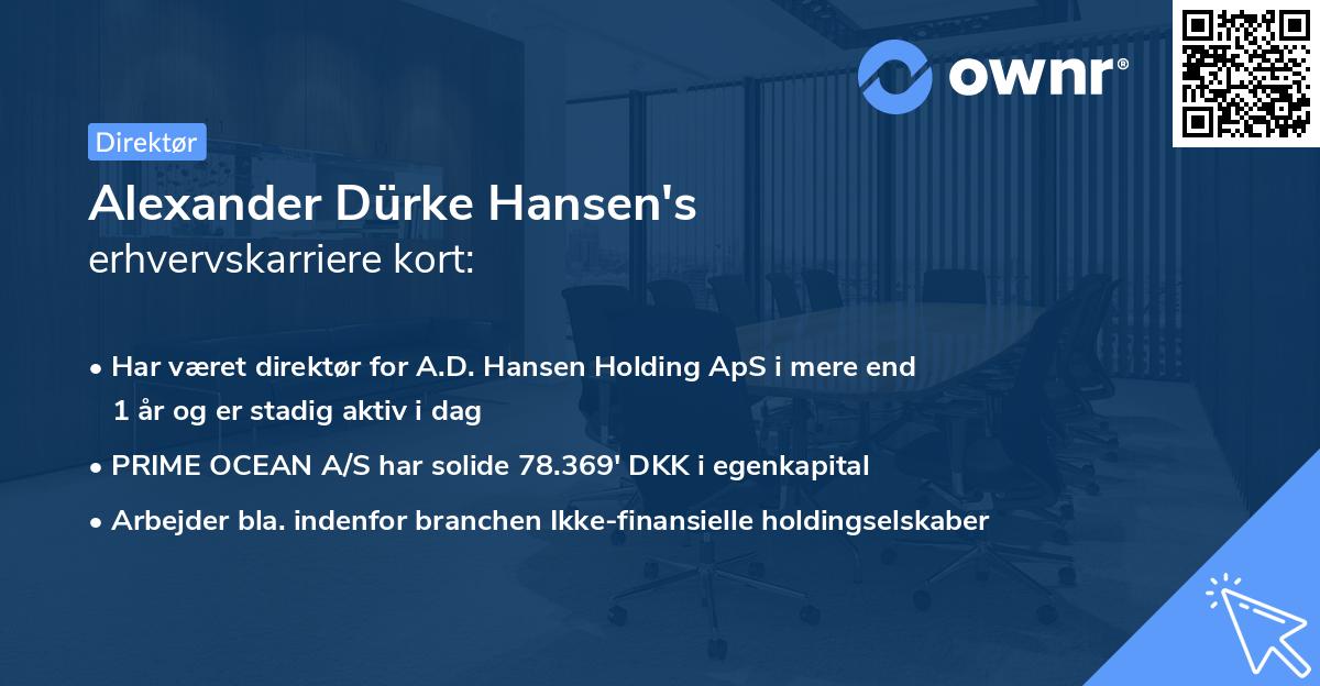 Alexander Dürke Hansen's erhvervskarriere kort