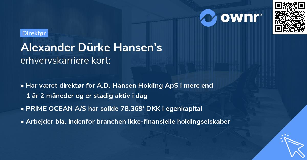 Alexander Dürke Hansen's erhvervskarriere kort