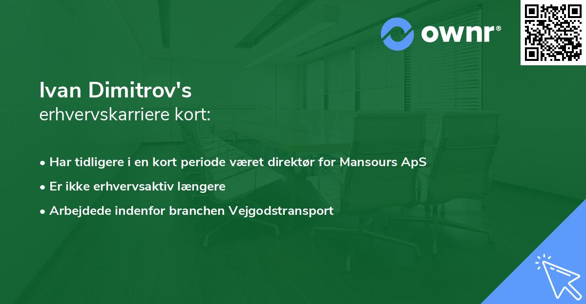 Ivan Dimitrov's erhvervskarriere kort