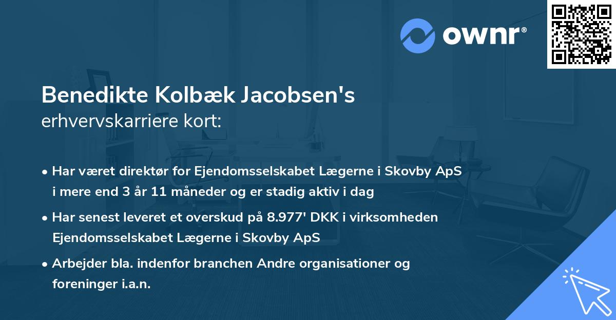 Benedikte Kolbæk Jacobsen's erhvervskarriere kort