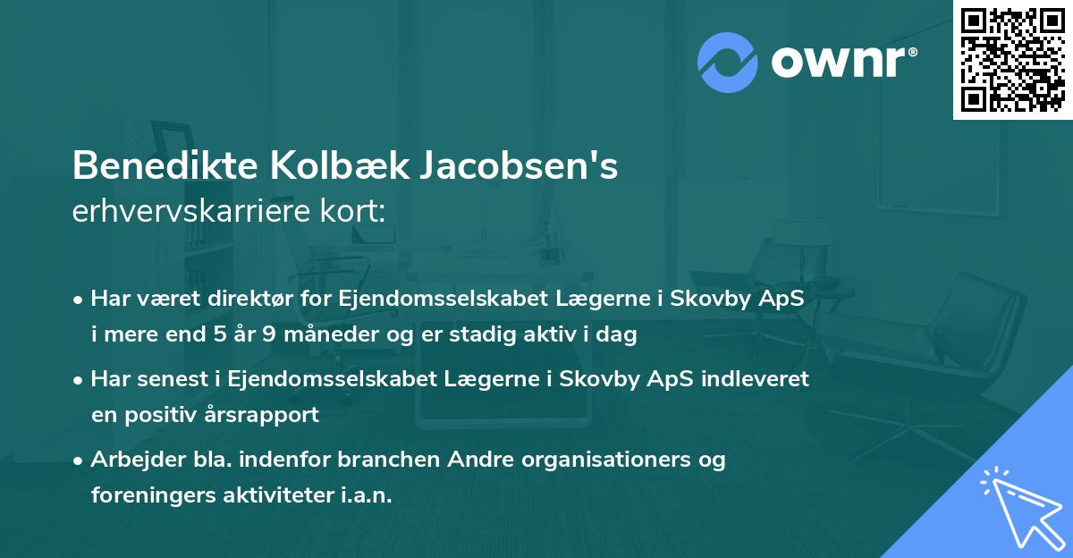 Benedikte Kolbæk Jacobsen's erhvervskarriere kort