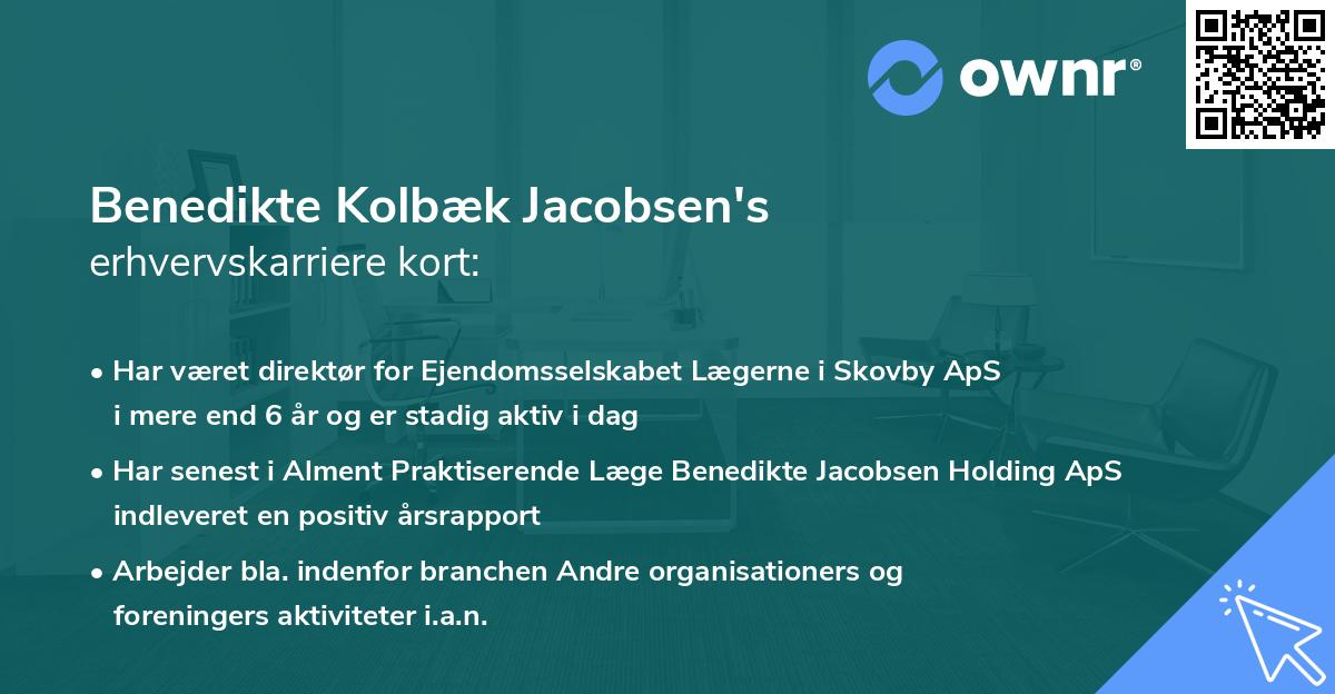 Benedikte Kolbæk Jacobsen's erhvervskarriere kort