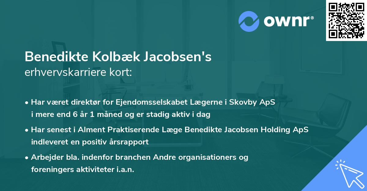 Benedikte Kolbæk Jacobsen's erhvervskarriere kort
