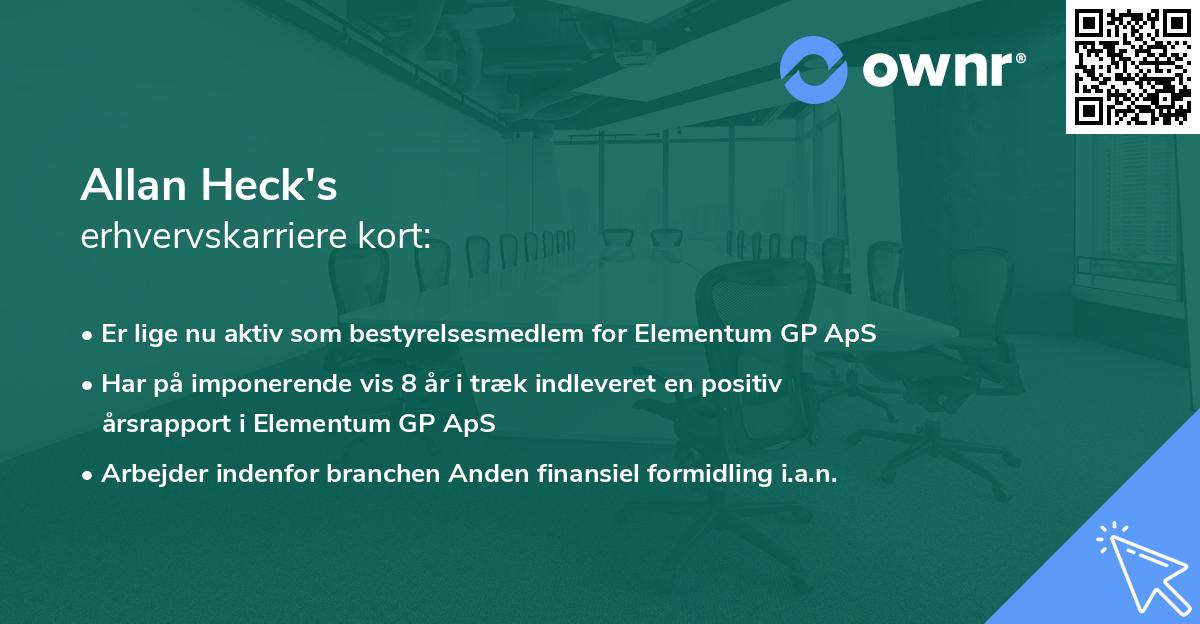 Allan Heck's erhvervskarriere kort