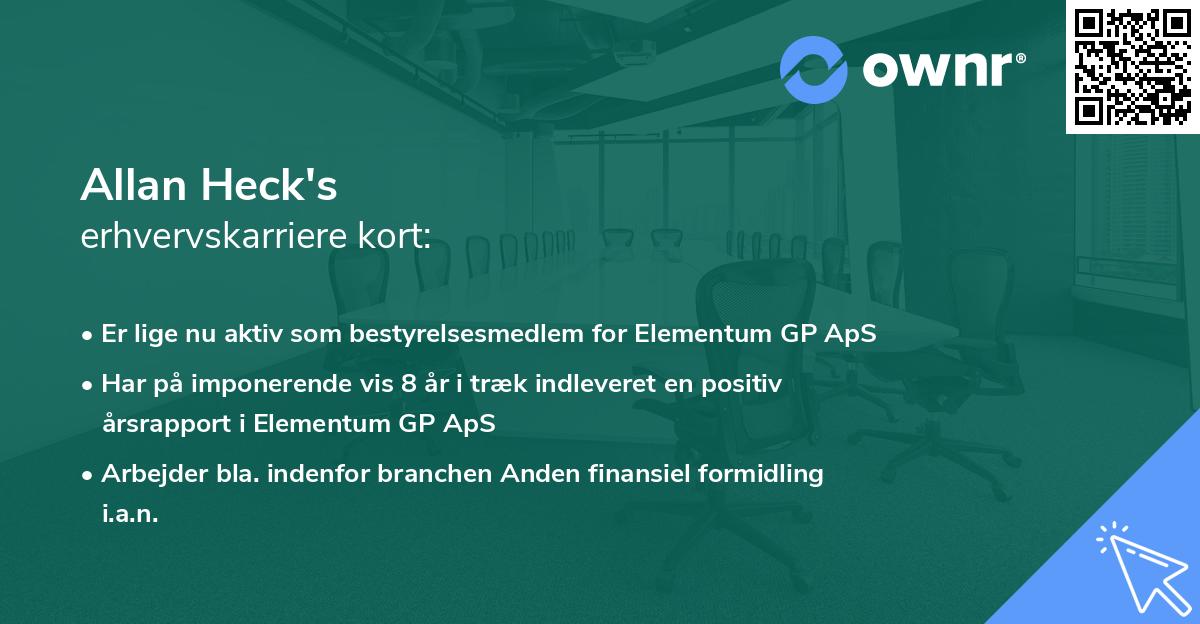 Allan Heck's erhvervskarriere kort