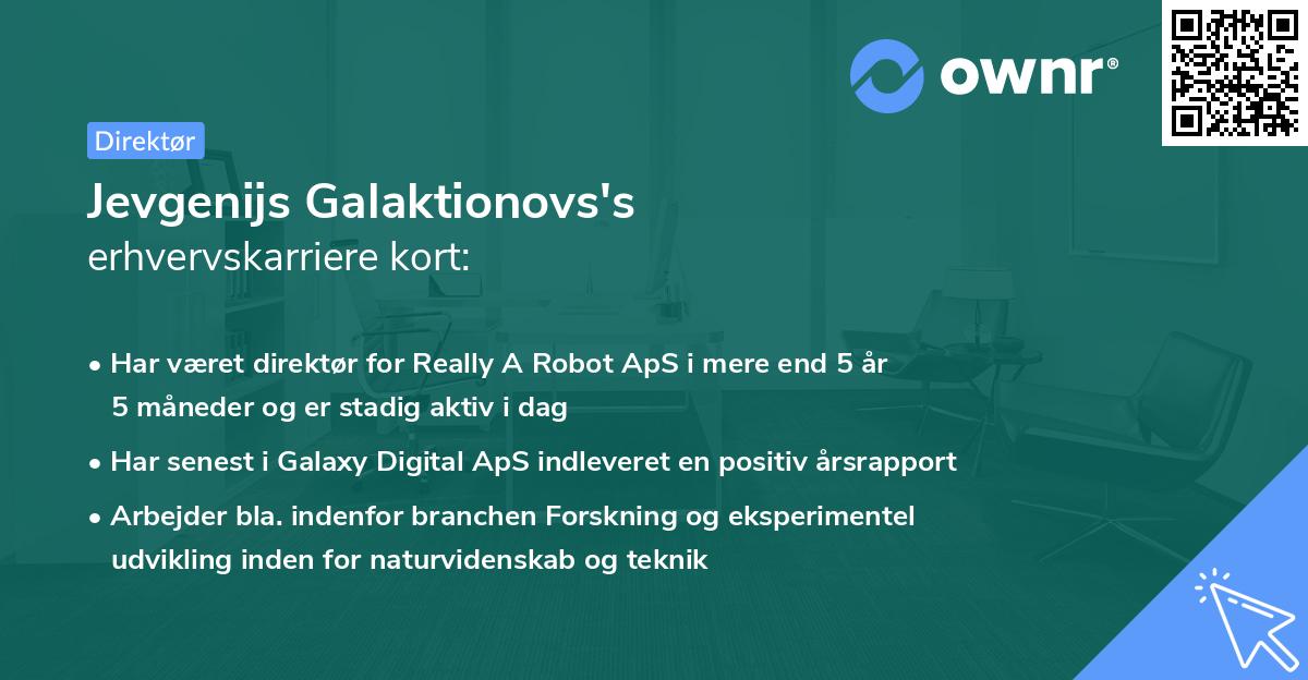 Jevgenijs Galaktionovs's erhvervskarriere kort