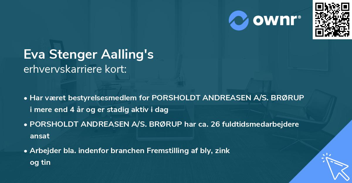 Eva Stenger Aalling's erhvervskarriere kort