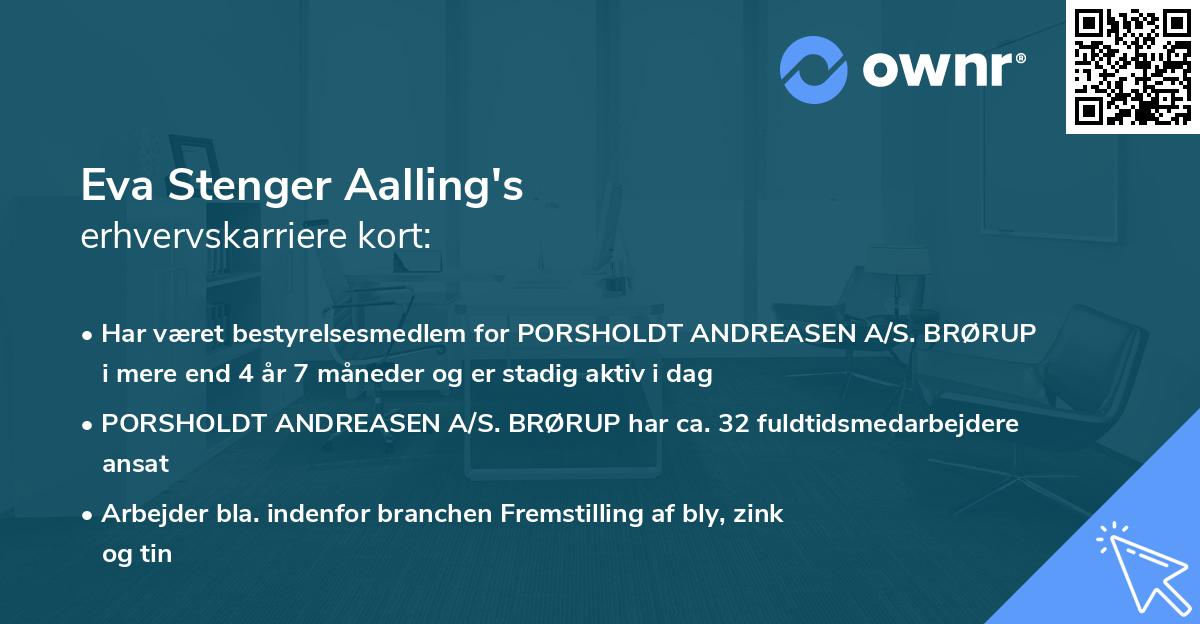 Eva Stenger Aalling's erhvervskarriere kort
