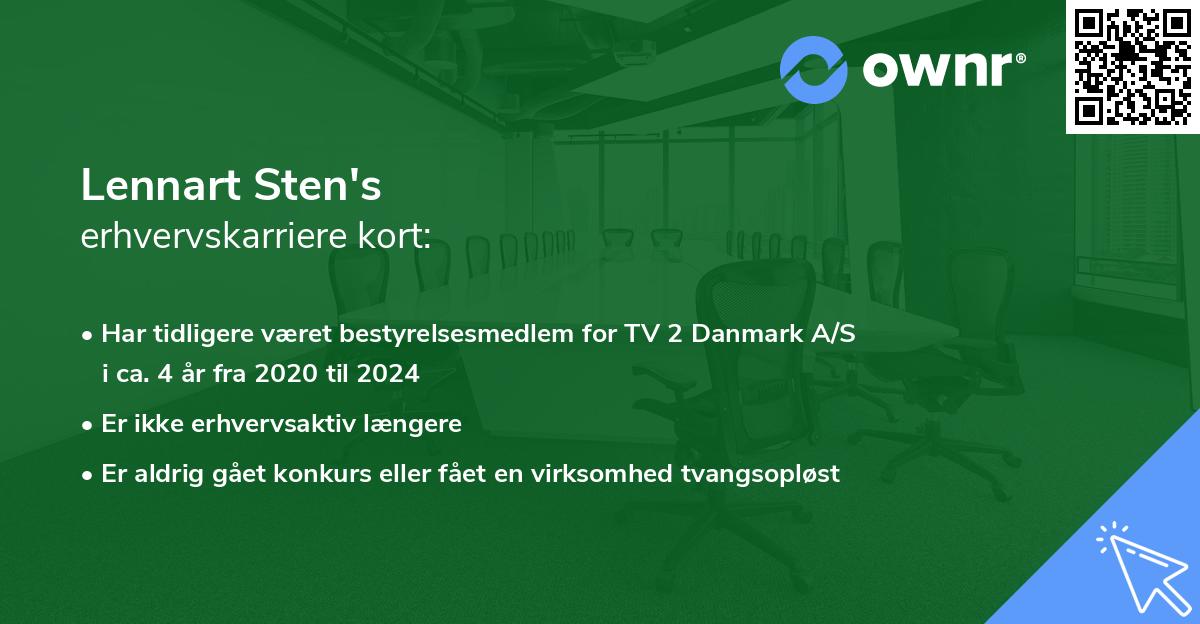 Lennart Sten's erhvervskarriere kort