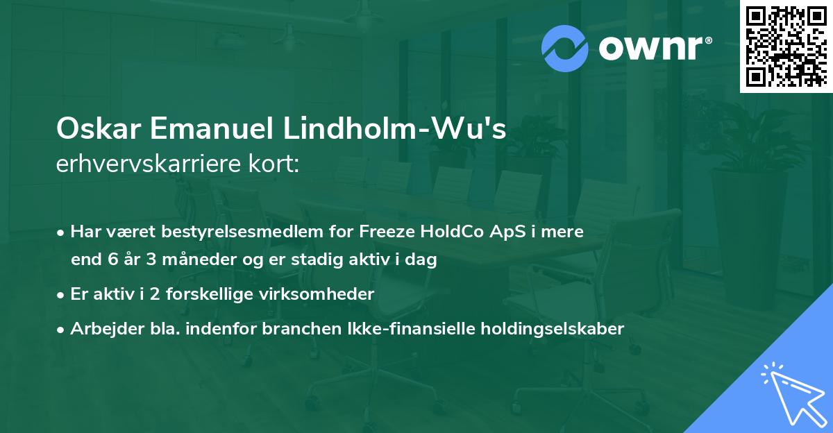 Oskar Emanuel Lindholm-Wu's erhvervskarriere kort