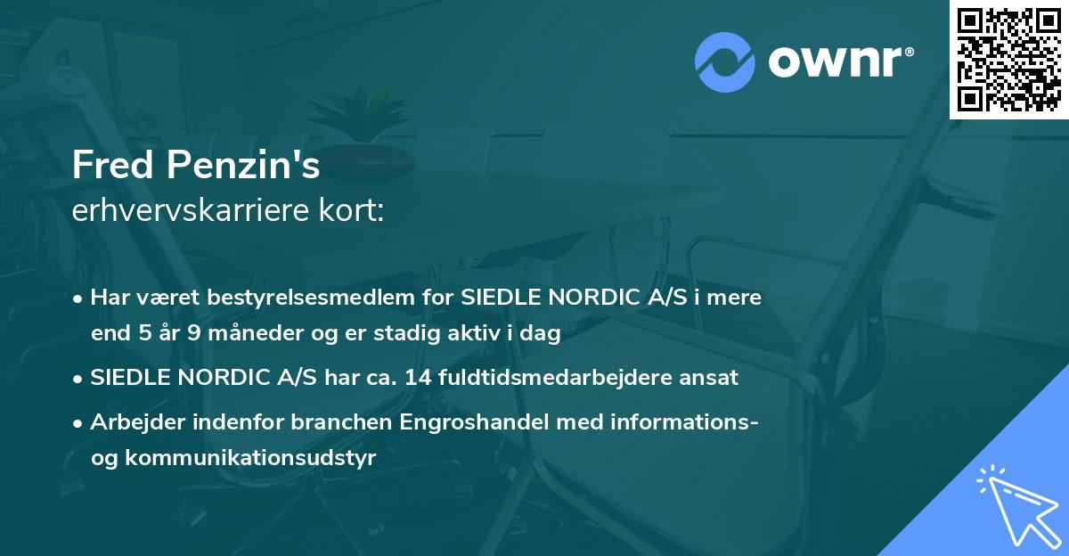 Fred Penzin's erhvervskarriere kort
