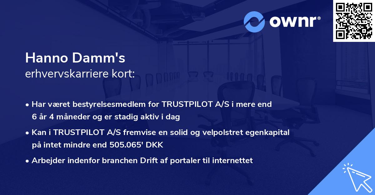 Hanno Damm's erhvervskarriere kort