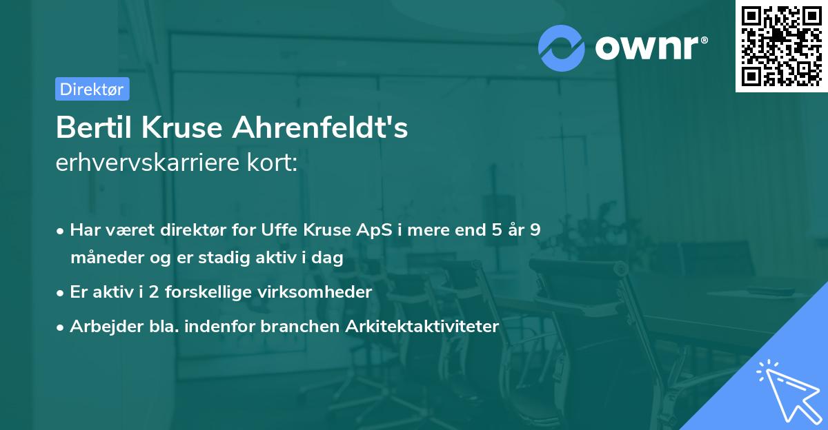 Bertil Kruse Ahrenfeldt's erhvervskarriere kort