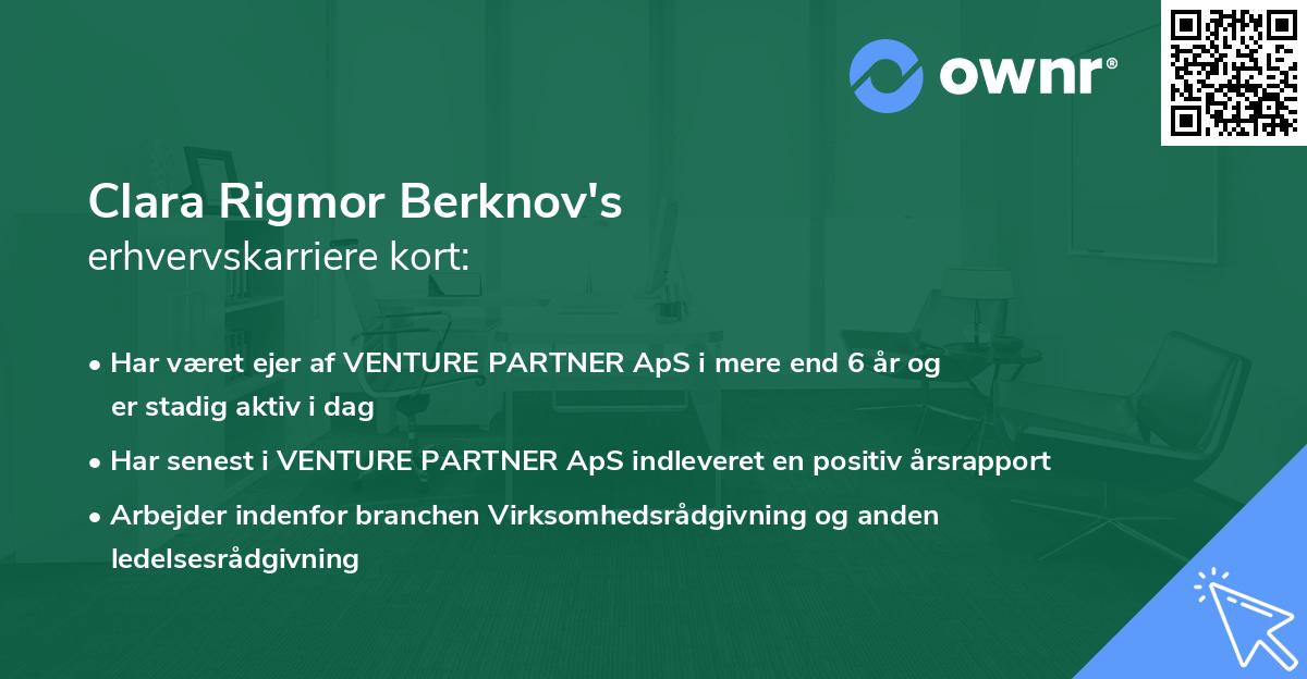 Clara Rigmor Berknov's erhvervskarriere kort