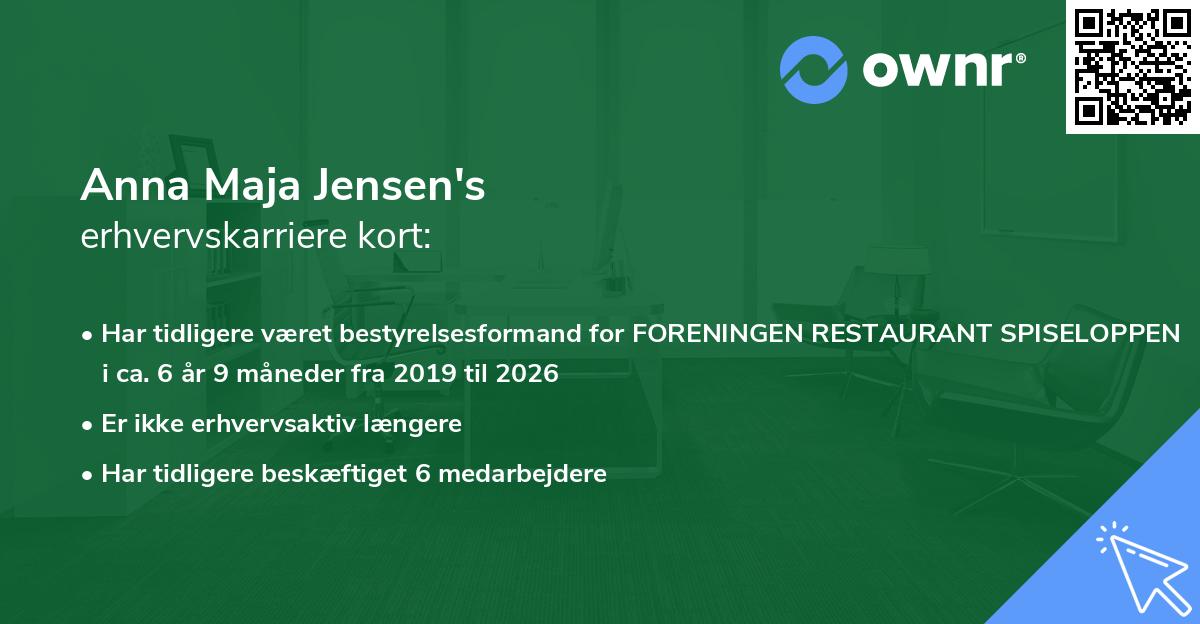Anna Maja Jensen's erhvervskarriere kort