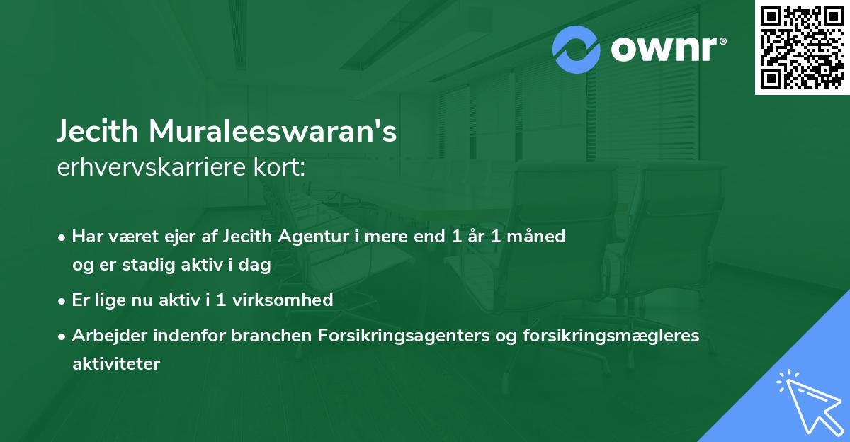 Jecith Muraleeswaran's erhvervskarriere kort