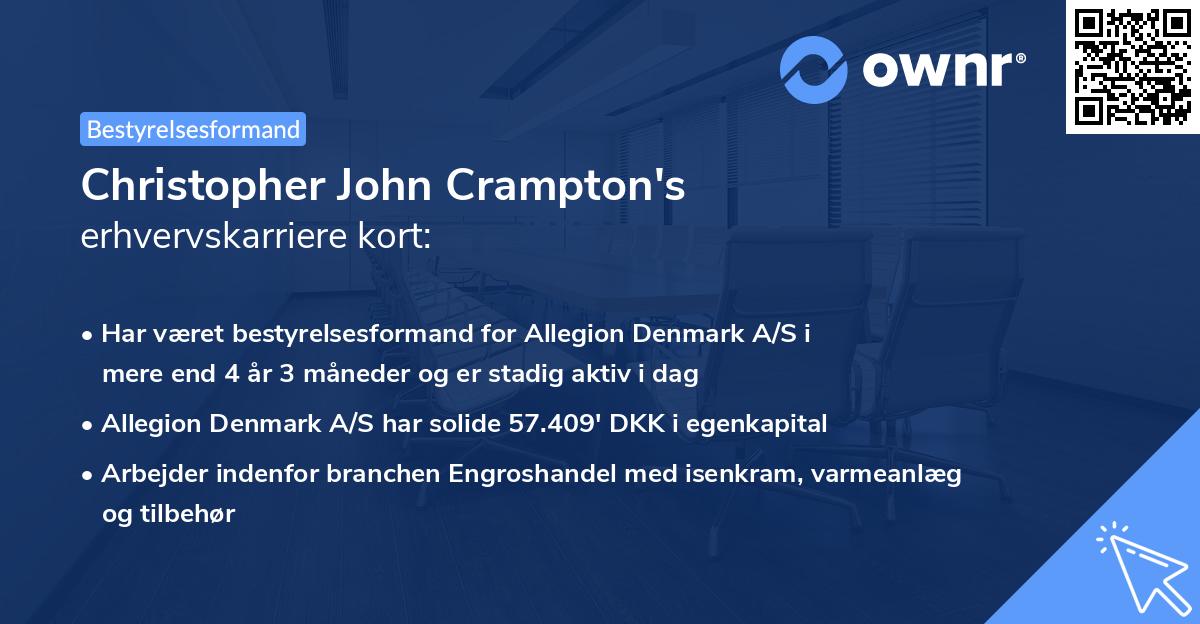 Christopher John Crampton's erhvervskarriere kort