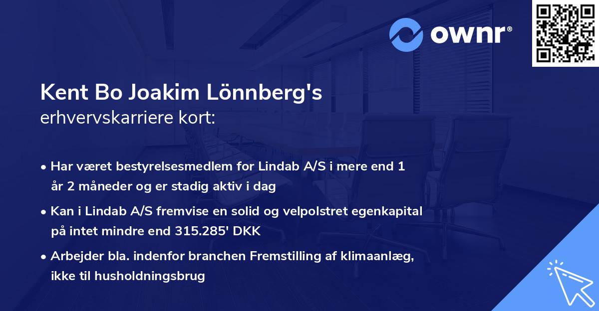 Kent Bo Joakim Lönnberg's erhvervskarriere kort