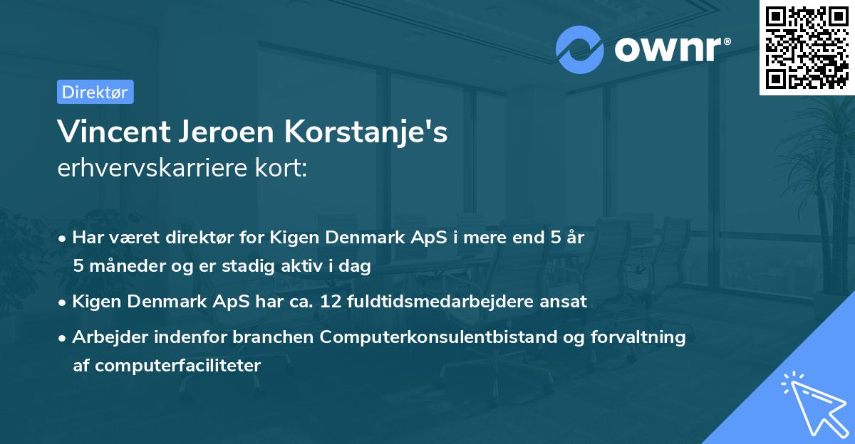 Vincent Jeroen Korstanje's erhvervskarriere kort