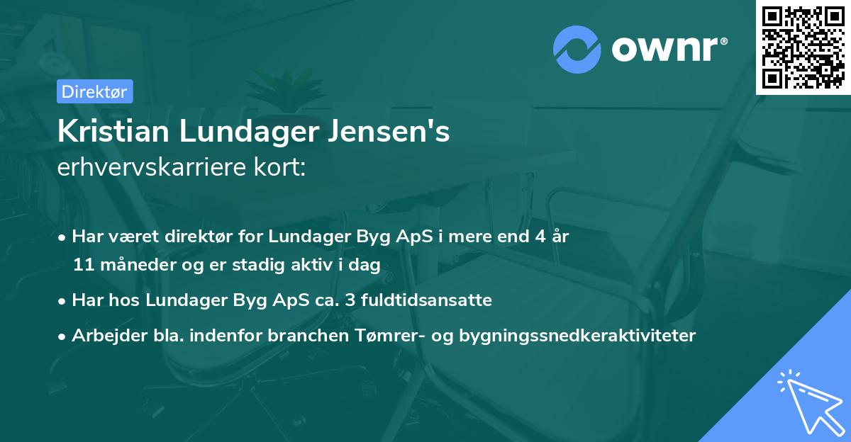 Kristian Lundager Jensen's erhvervskarriere kort