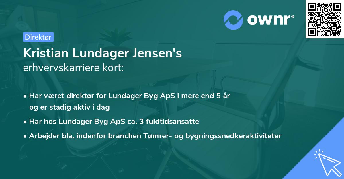 Kristian Lundager Jensen's erhvervskarriere kort