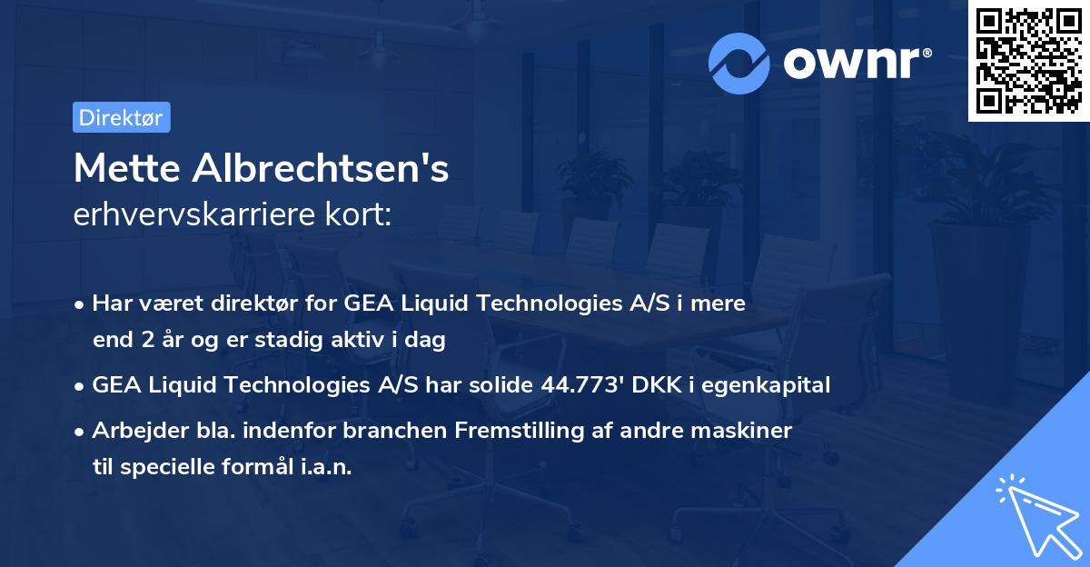 Mette Albrechtsen's erhvervskarriere kort