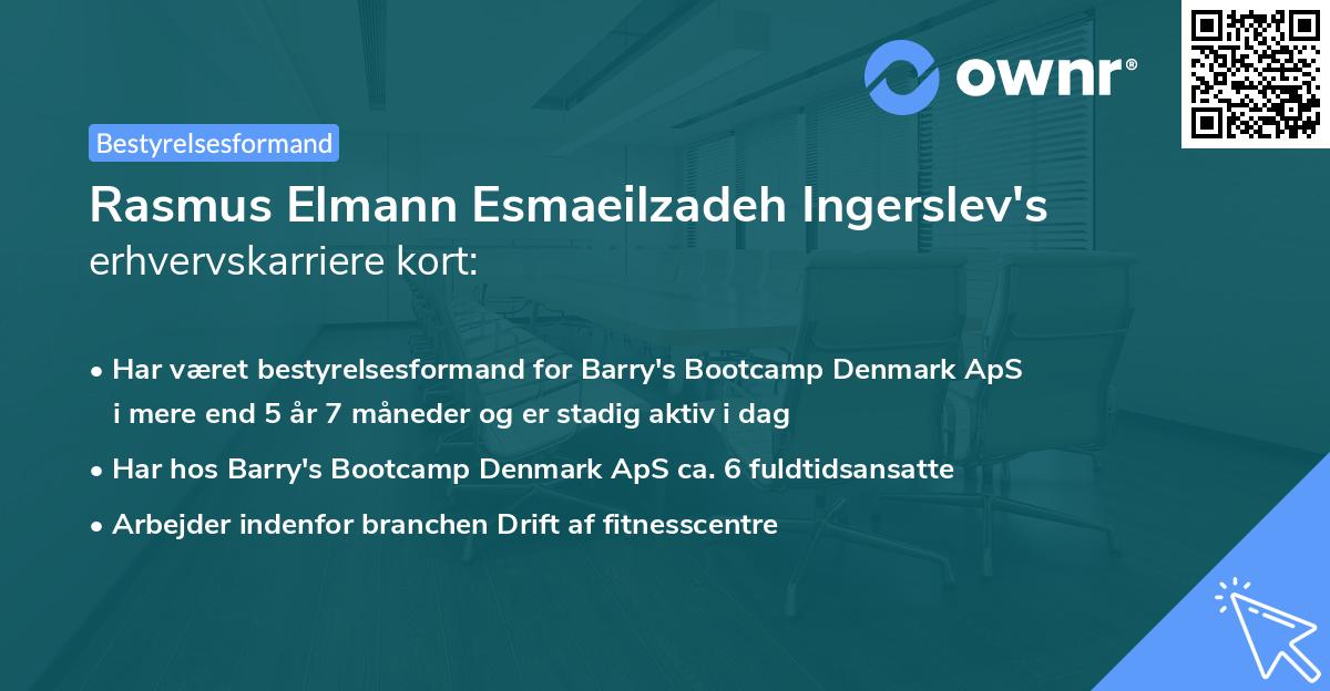 Rasmus Elmann Esmaeilzadeh Ingerslev's erhvervskarriere kort