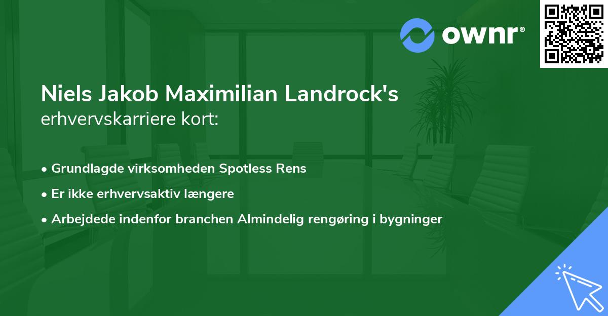 Niels Jakob Maximilian Landrock's erhvervskarriere kort