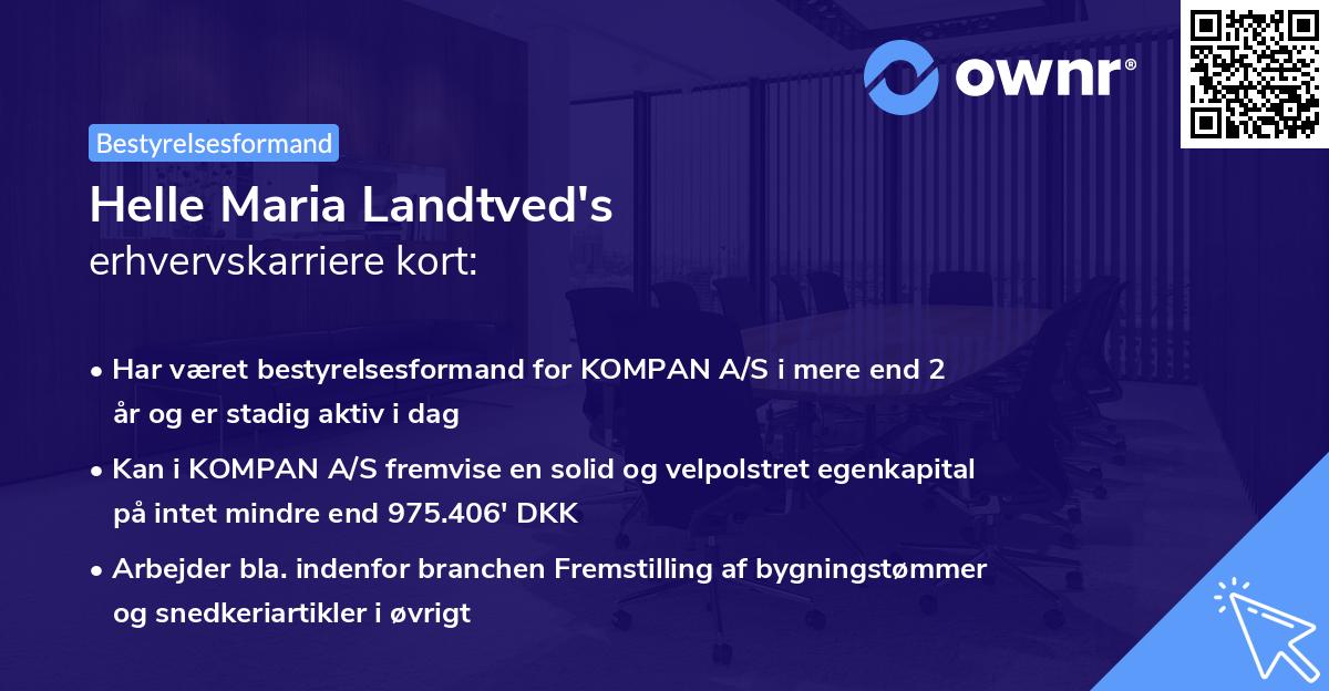 Helle Maria Landtved's erhvervskarriere kort