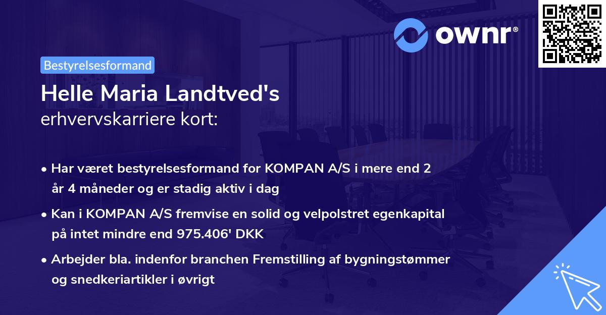 Helle Maria Landtved's erhvervskarriere kort