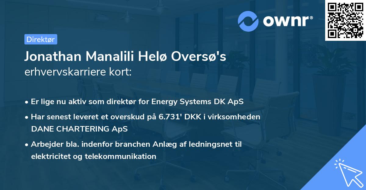 Jonathan Manalili Helø Oversø's erhvervskarriere kort