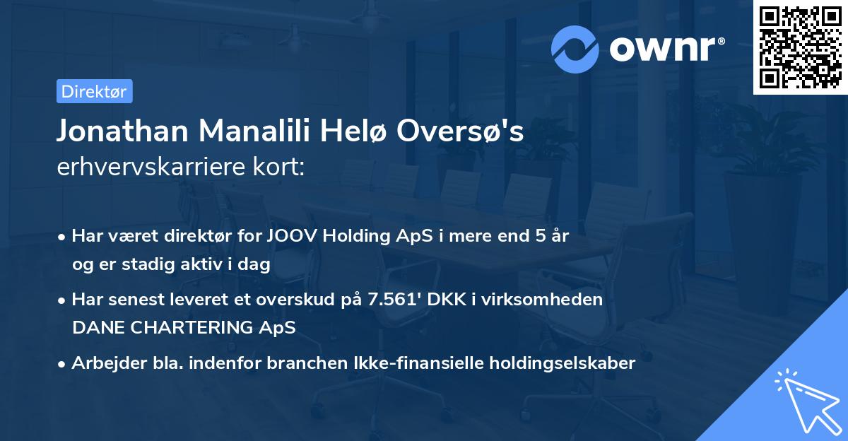Jonathan Manalili Helø Oversø's erhvervskarriere kort