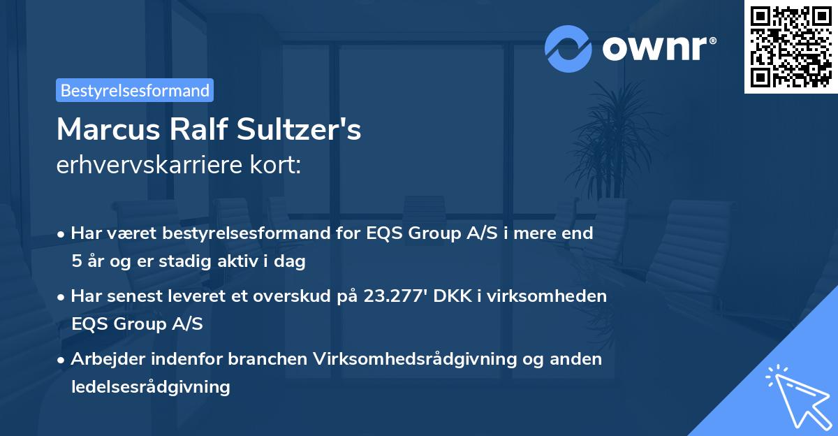 Marcus Ralf Sultzer's erhvervskarriere kort