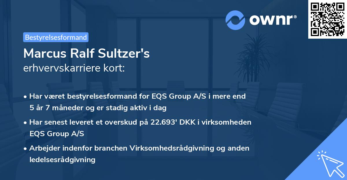 Marcus Ralf Sultzer's erhvervskarriere kort