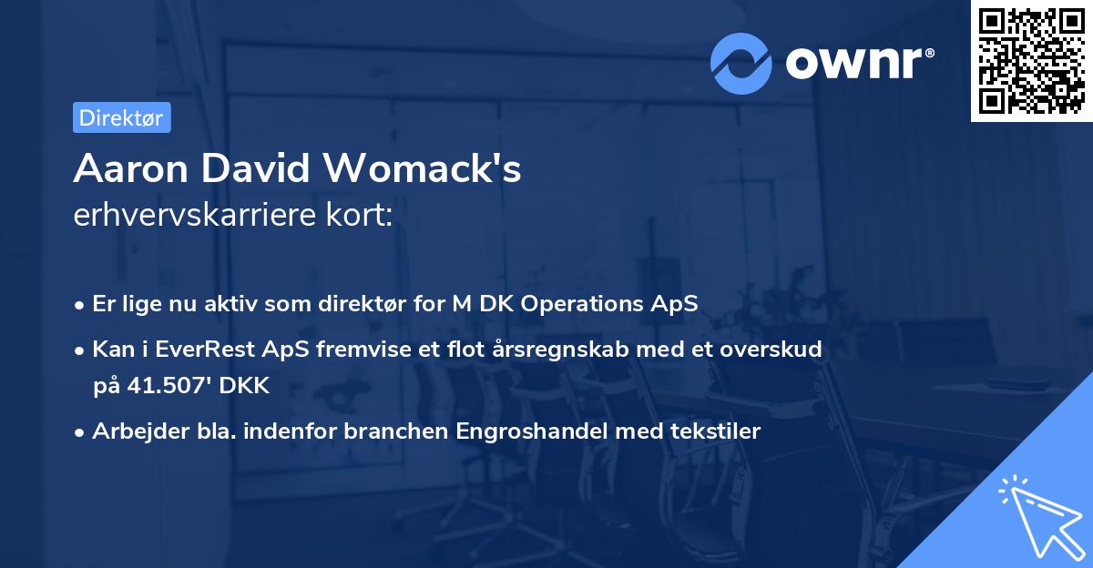 Aaron David Womack's erhvervskarriere kort