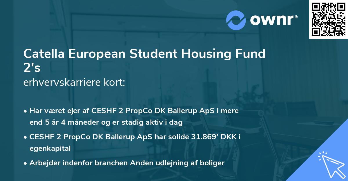Catella European Student Housing Fund 2's erhvervskarriere kort