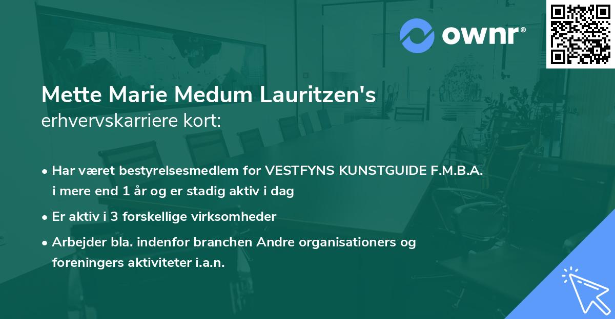 Mette Marie Medum Lauritzen's erhvervskarriere kort