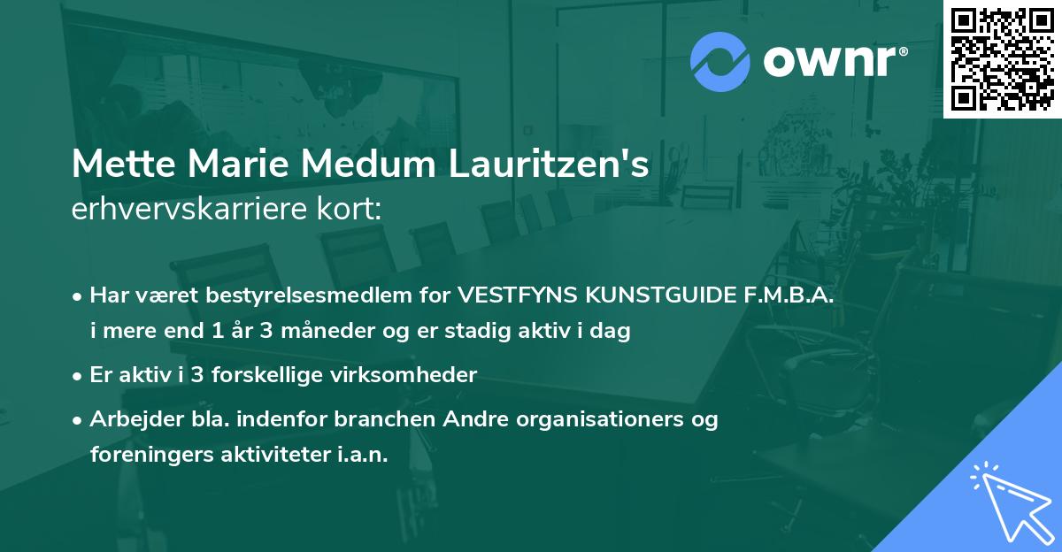 Mette Marie Medum Lauritzen's erhvervskarriere kort