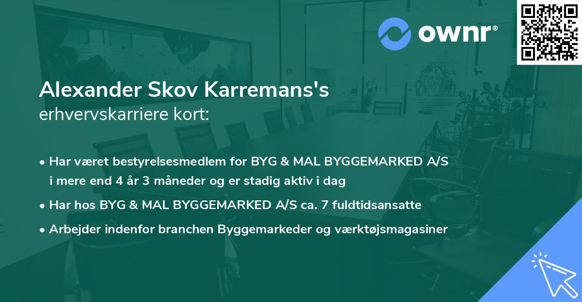 Alexander Skov Karremans's erhvervskarriere kort