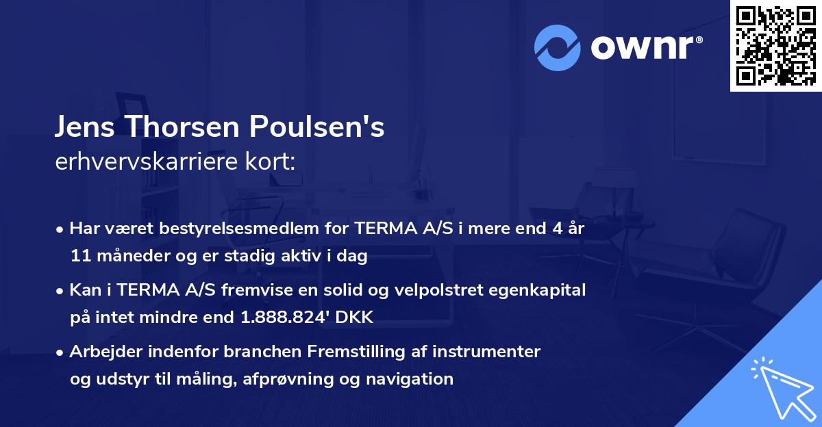 Jens Thorsen Poulsen's erhvervskarriere kort