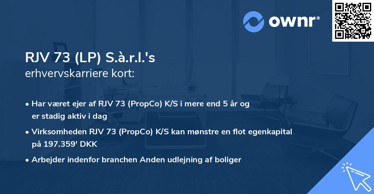 RJV 73 (LP) S.à.r.l.'s erhvervskarriere kort