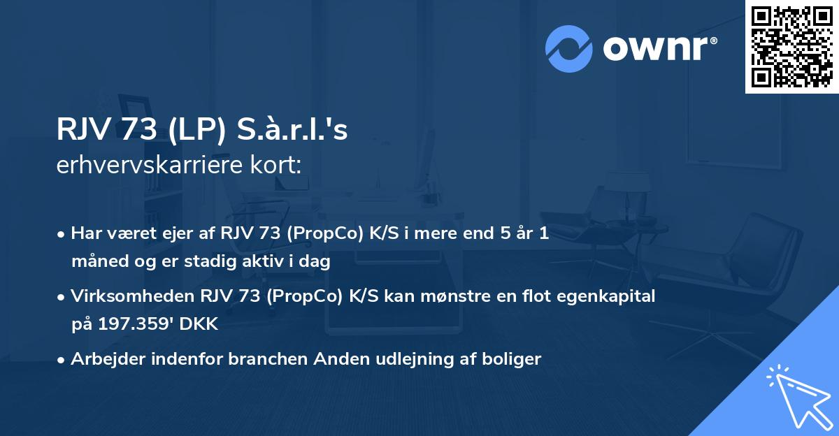 RJV 73 (LP) S.à.r.l.'s erhvervskarriere kort