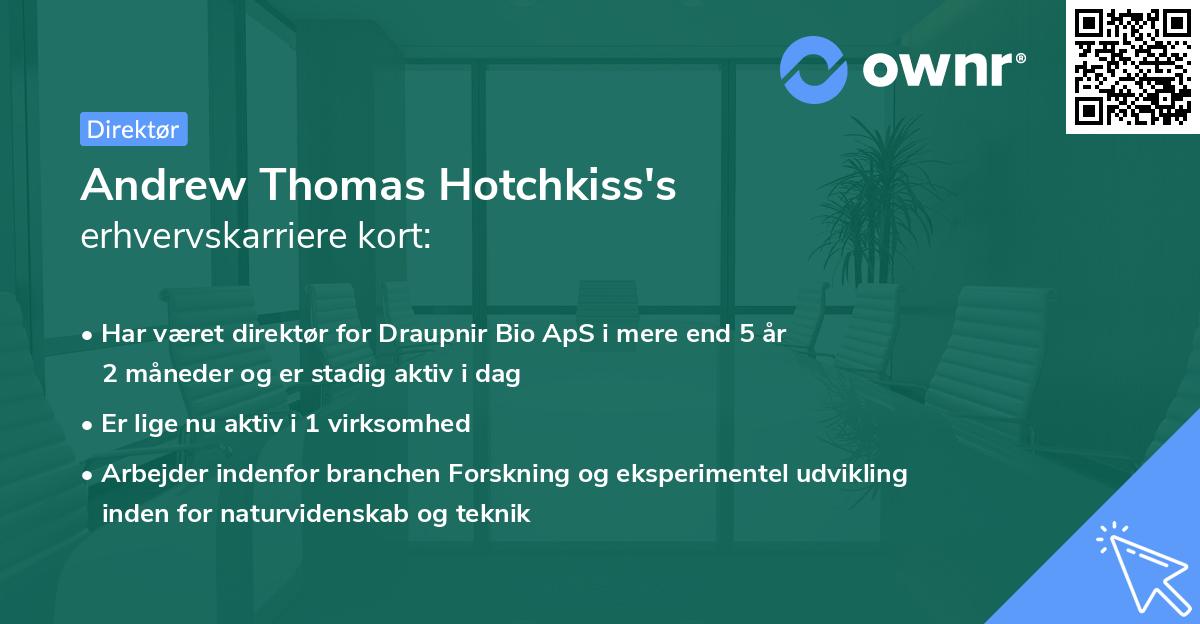 Andrew Thomas Hotchkiss's erhvervskarriere kort
