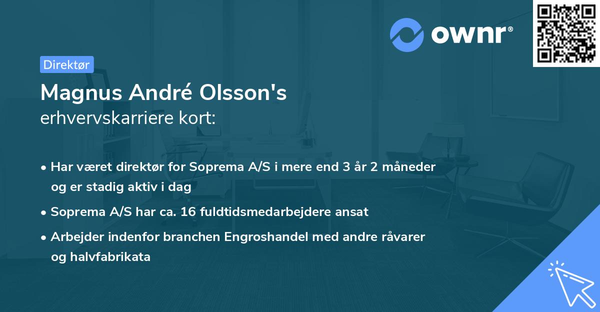 Magnus André Olsson's erhvervskarriere kort