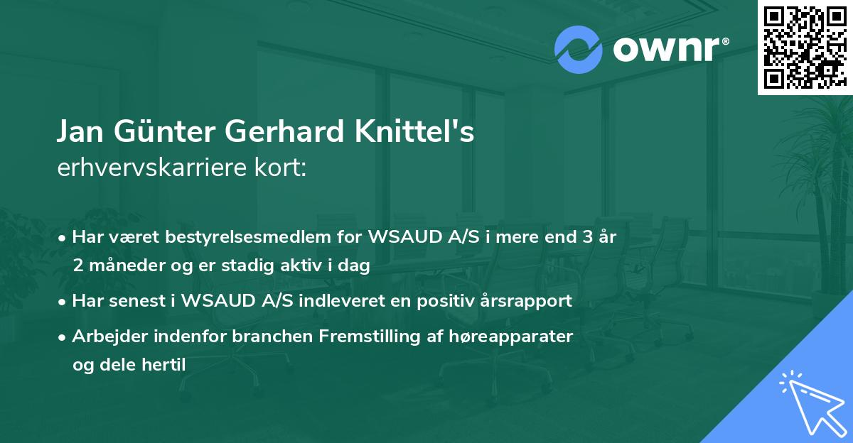 Jan Günter Gerhard Knittel's erhvervskarriere kort