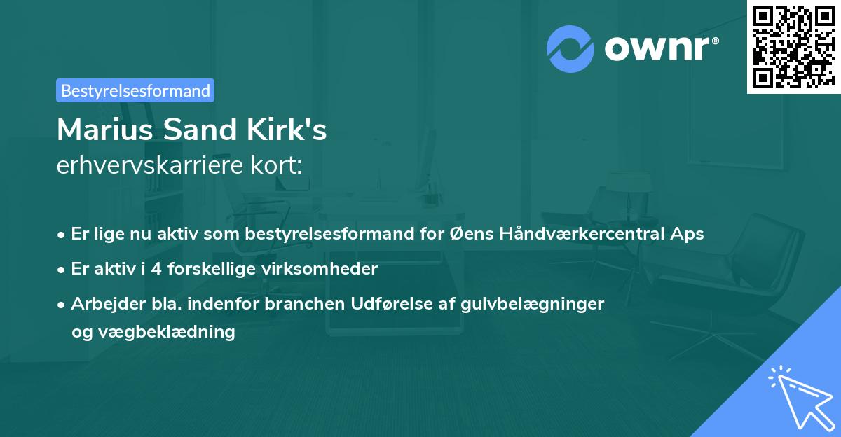 Marius Sand Kirk's erhvervskarriere kort