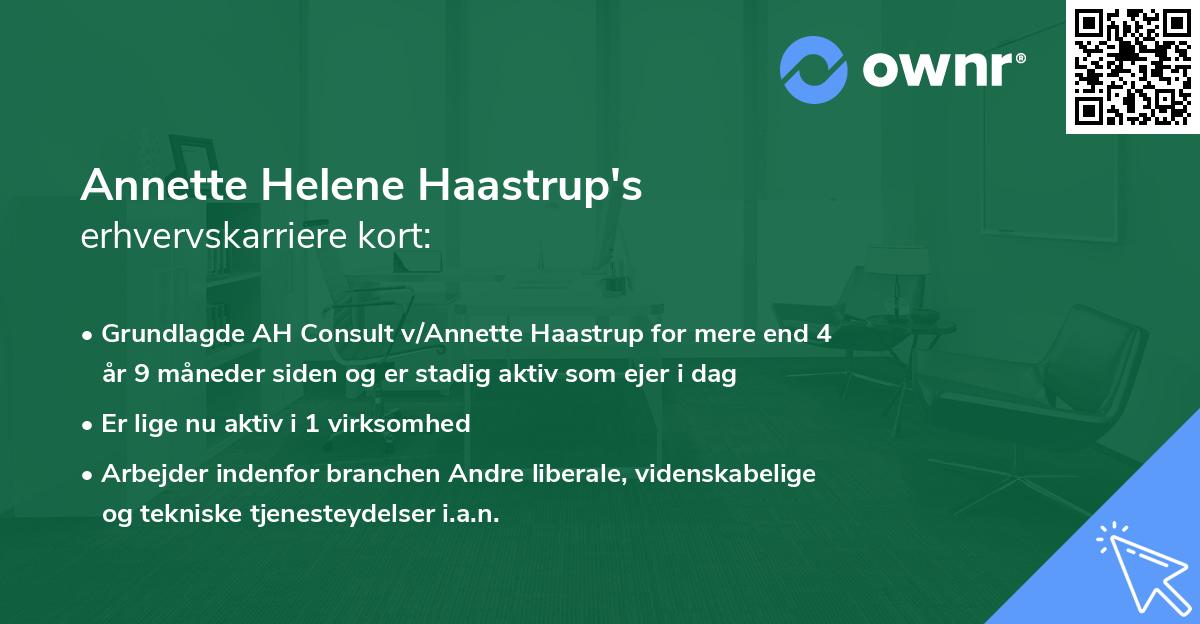 Annette Helene Haastrup's erhvervskarriere kort