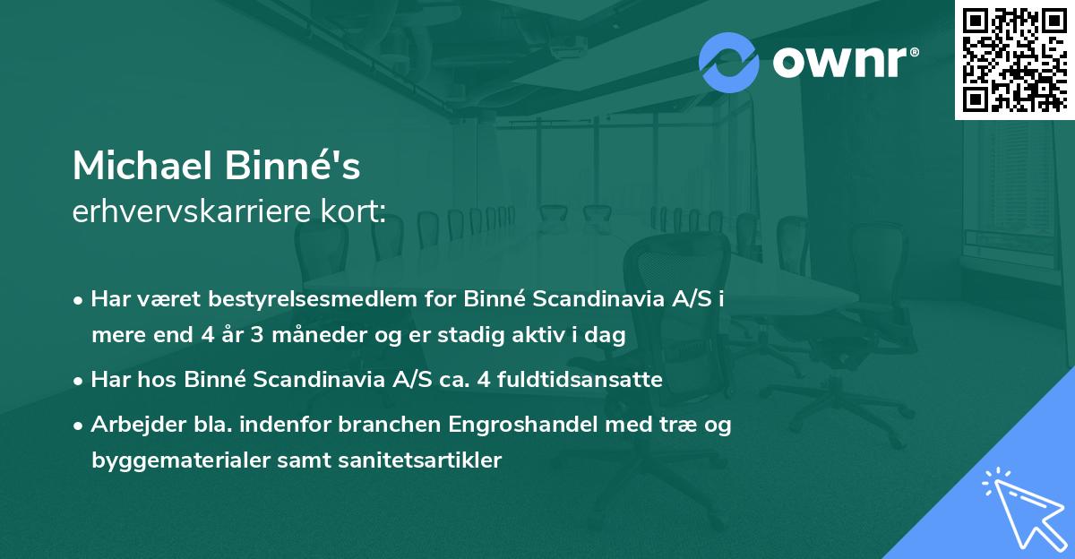 Michael Binné's erhvervskarriere kort