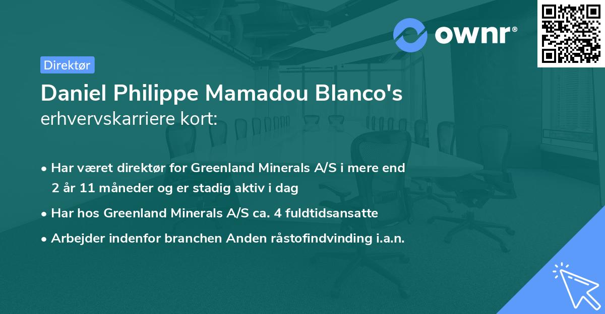 Daniel Philippe Mamadou Blanco's erhvervskarriere kort