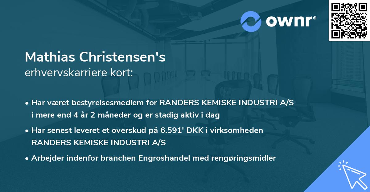 Mathias Christensen's erhvervskarriere kort
